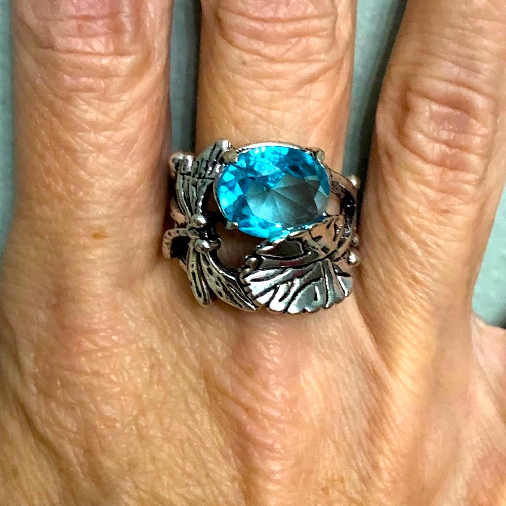 Dragonfly Sterling Silver and Topaz Ring